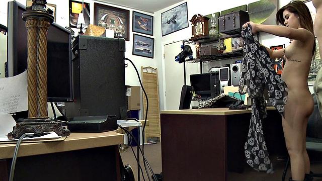 Pawnshop sexy customer enjoys sucking dick for a guitar