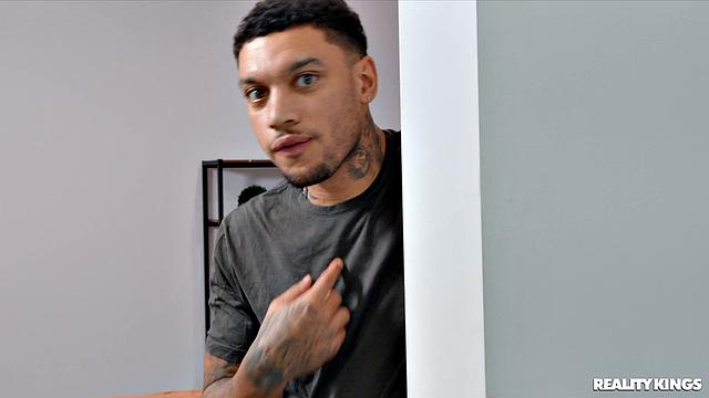 Freeuse Shower with Busty Nerd