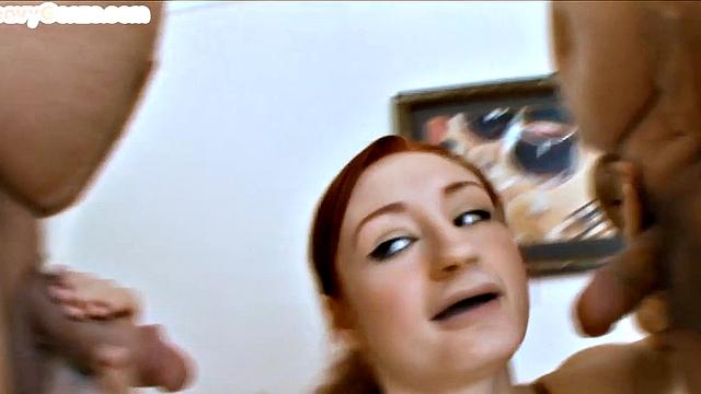 Anal loving amateur babe gets fucked after 3some BJ