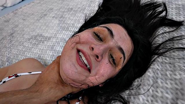 Young submissive in lingerie and gloves gets a hardcore pounding