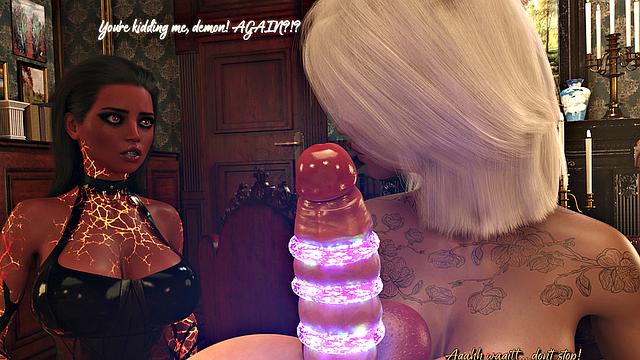 Futa3dX - BRUNETTE SUCCUBUS DEMON Sucks Futa Blonde's HUGE COCK