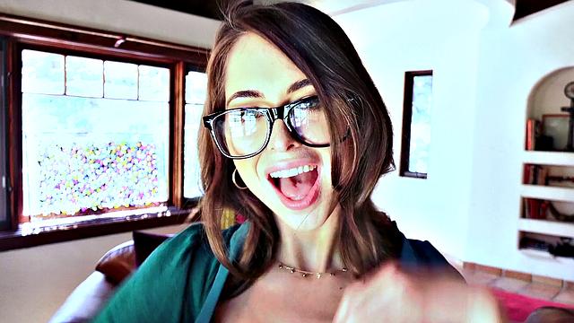 Riley Reid shows off her skills in a hot POV handjob with a trimmed pussy cowgirl