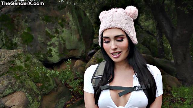 Big-titted sexy TS bouncing on BF