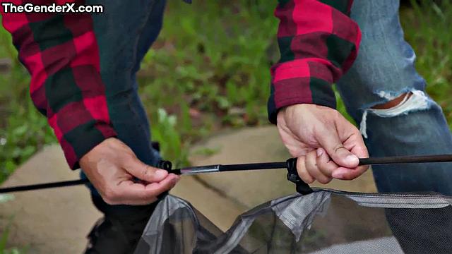 Big-titted sexy TS bouncing on BF