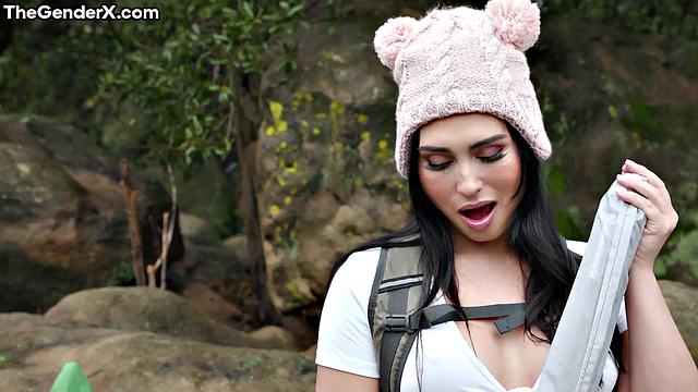 Big-titted sexy TS bouncing on BF