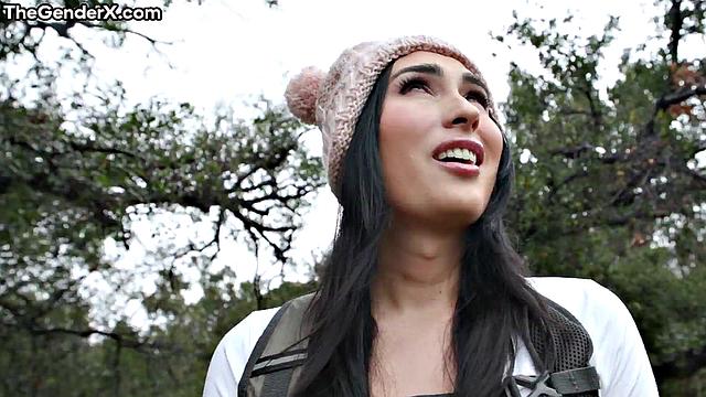 Big-titted sexy TS bouncing on BF