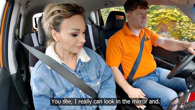 Car babe enjoys fucking in wet pussy in missionary in POV