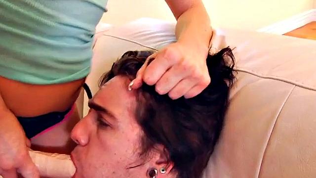 Strapon dominas peg crossdresser in pegging action