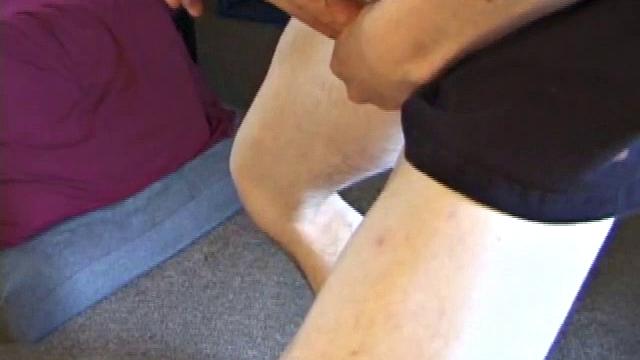 On the floor of his room Derek massages his crotch to himself. He soon pulls out his cock and strokes it until he cums on his stomach.