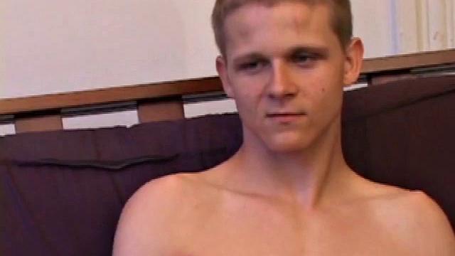 After Lucas drops his skateboard and strips naked he massages his dick until it's hard. The cute boy works it nice and slow and gives us a nice show, while fingering his ass.