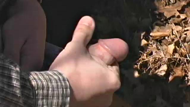 When 18 year old cutie Derrick Windsor is out hiking in the woods, he gets the urge to beat off. The young man looks around and sees he's alone, so he leans on a fallen tree and pulls his pants down just enough to work his growing cock.