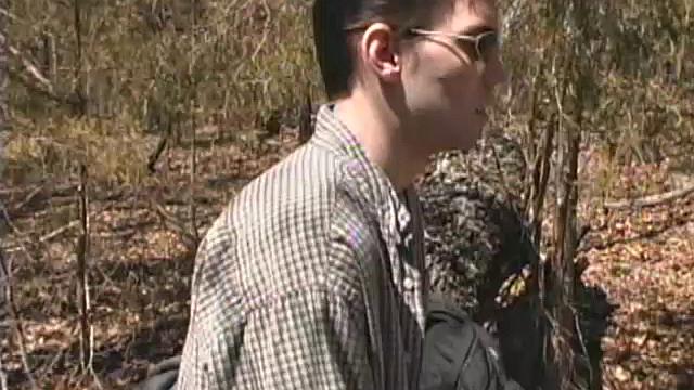 When 18 year old cutie Derrick Windsor is out hiking in the woods, he gets the urge to beat off. The young man looks around and sees he's alone, so he leans on a fallen tree and pulls his pants down just enough to work his growing cock.