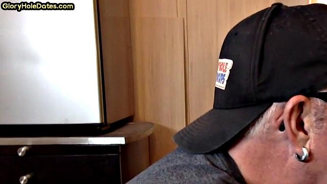 Blowjob gloryhole DILF sucks in amateur closeup POV