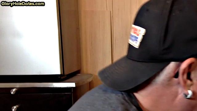 Blowjob gloryhole DILF sucks in amateur closeup POV