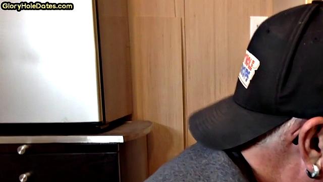 Blowjob gloryhole DILF sucks in amateur closeup POV