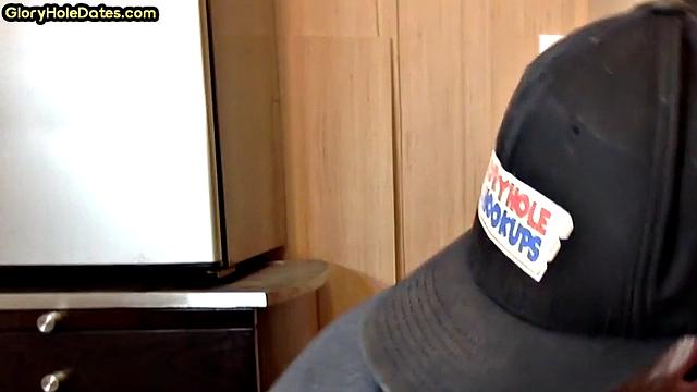 Blowjob gloryhole DILF sucks in amateur closeup POV