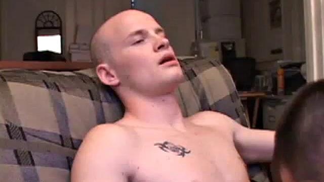 Buddies Lex and Gunner have sent their girls away for the weekend and are eager to spend some time together. The guys sit side-by-side, watching a porn video, and commenting on the show in front of them, while rubbing their growing dicks.