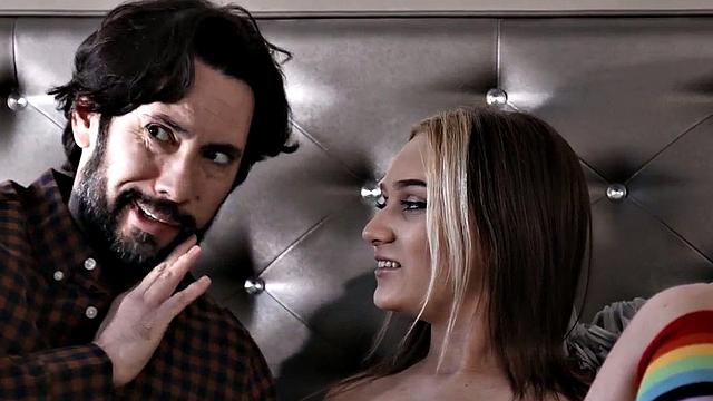 Assfucked babysitter deepthroating cock and taking it in ass