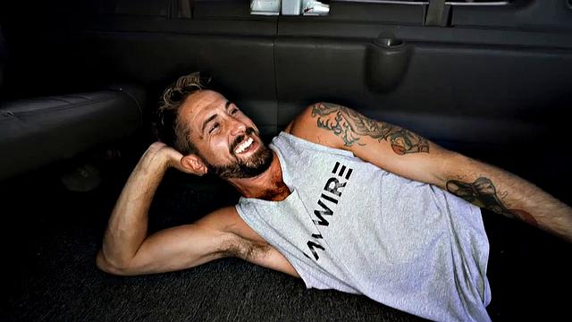 Lured straight office guy assfucked in public outdoor van