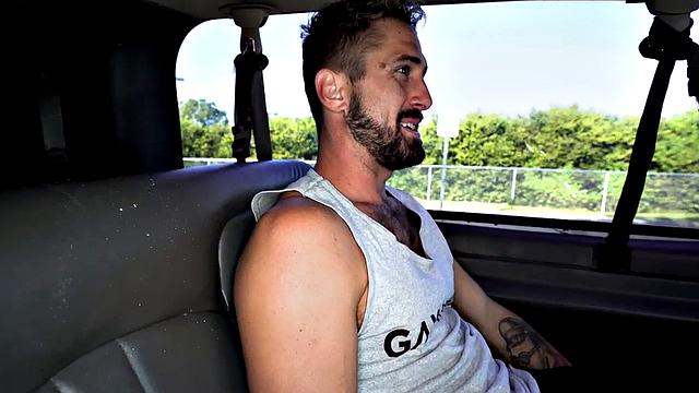 Lured straight office guy assfucked in public outdoor van