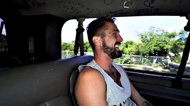 Lured straight office guy assfucked in public outdoor van