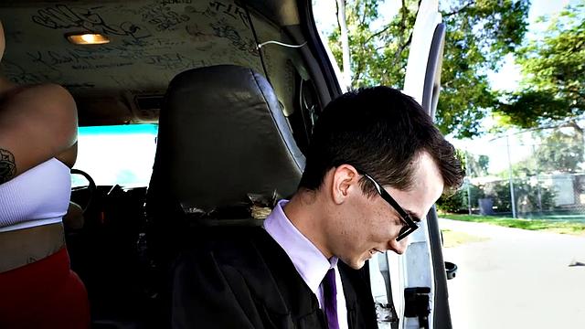 Lured straight office guy assfucked in public outdoor van