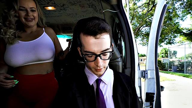 Lured straight office guy assfucked in public outdoor van
