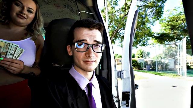 Lured straight office guy assfucked in public outdoor van