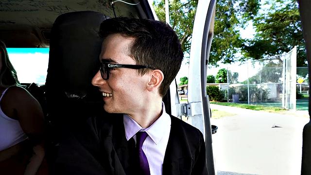 Lured straight office guy assfucked in public outdoor van