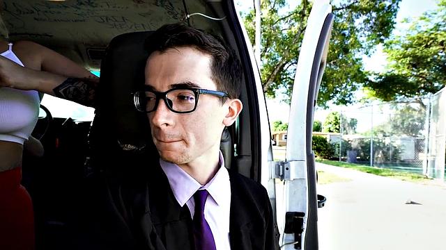 Lured straight office guy assfucked in public outdoor van