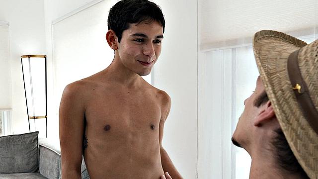 Petite twink barebacked in tight asshole by cowboy