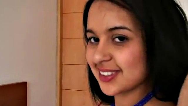 A kinky teen finger her tight pussy up close in her hotel room with her long socks on!