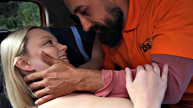 Busty babe gets her pussy fucked by driving instructor