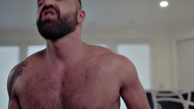 Gay BBC doggystyle bottom on the sofa