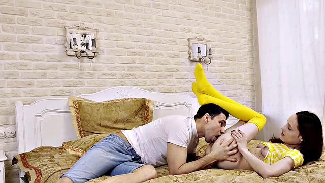 SISPORN. Smart guy tricks stepsister into taboo sex on the sofa