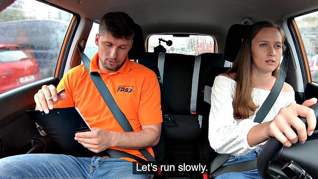 Amateur Driving Instructor Cocksucking