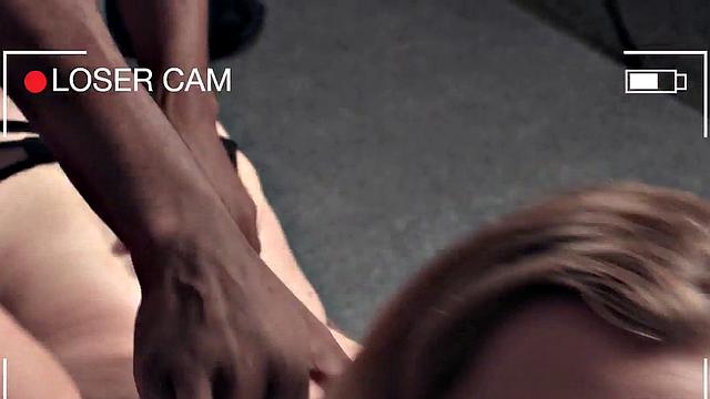 IR babe fucked in front of small cock voyeur by black dong