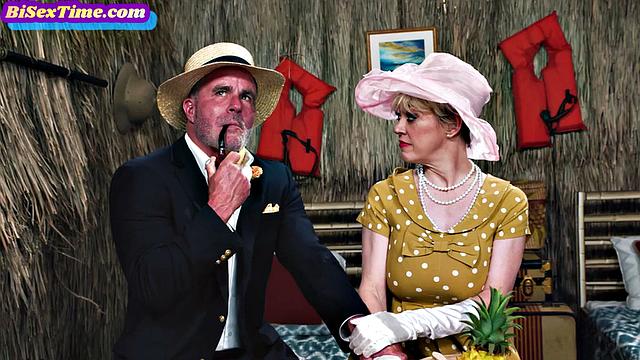 Throuple sharing busty GILF