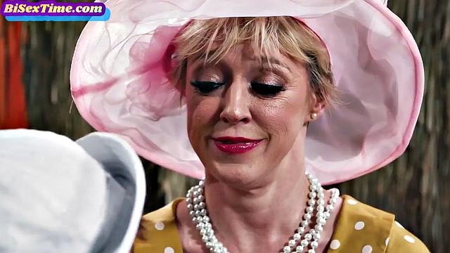 Throuple sharing busty GILF