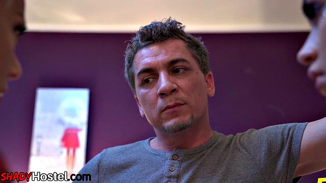 Cute hostel girls share lucky guy's dick