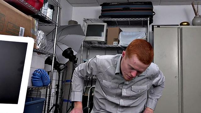 Ginger white bottom fucked in office by BBC jock