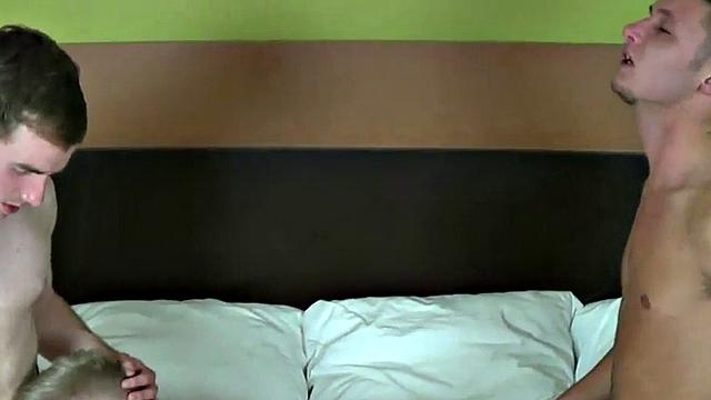 21yo twinks enjoy bareback 3some fun after casting