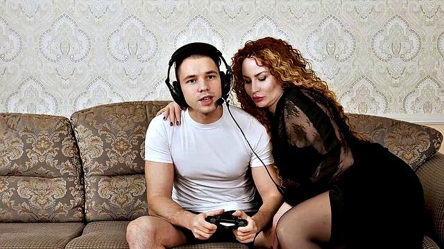 MATURE4K. Instead of playing video game stacked mature gets drilled by stud