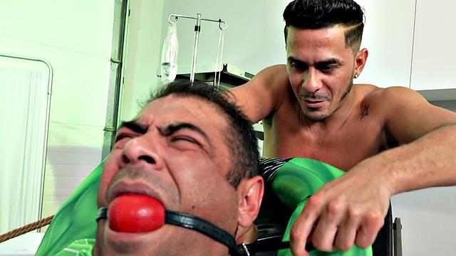 Bondage crossdresser banged in infirmary after machine