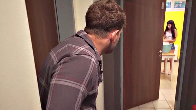 Ginger hostel slut fucked in bathroom by white dick