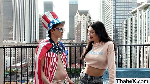 American big cock bareback fucks curly-haired TS