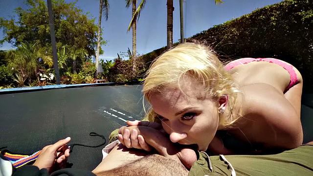 Blonde Trimmed Pussy Pierced Pounded in Doggystyle