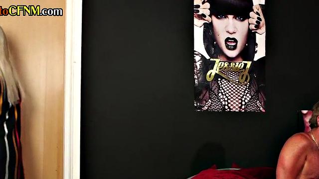 CFNM teasing seduce naked guy b4 jerking off