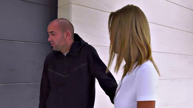 Publicly banging a blonde Latina in high heels & stockings with a big cock