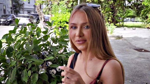 A busty babe get picked up on the street and fucked in public POV style